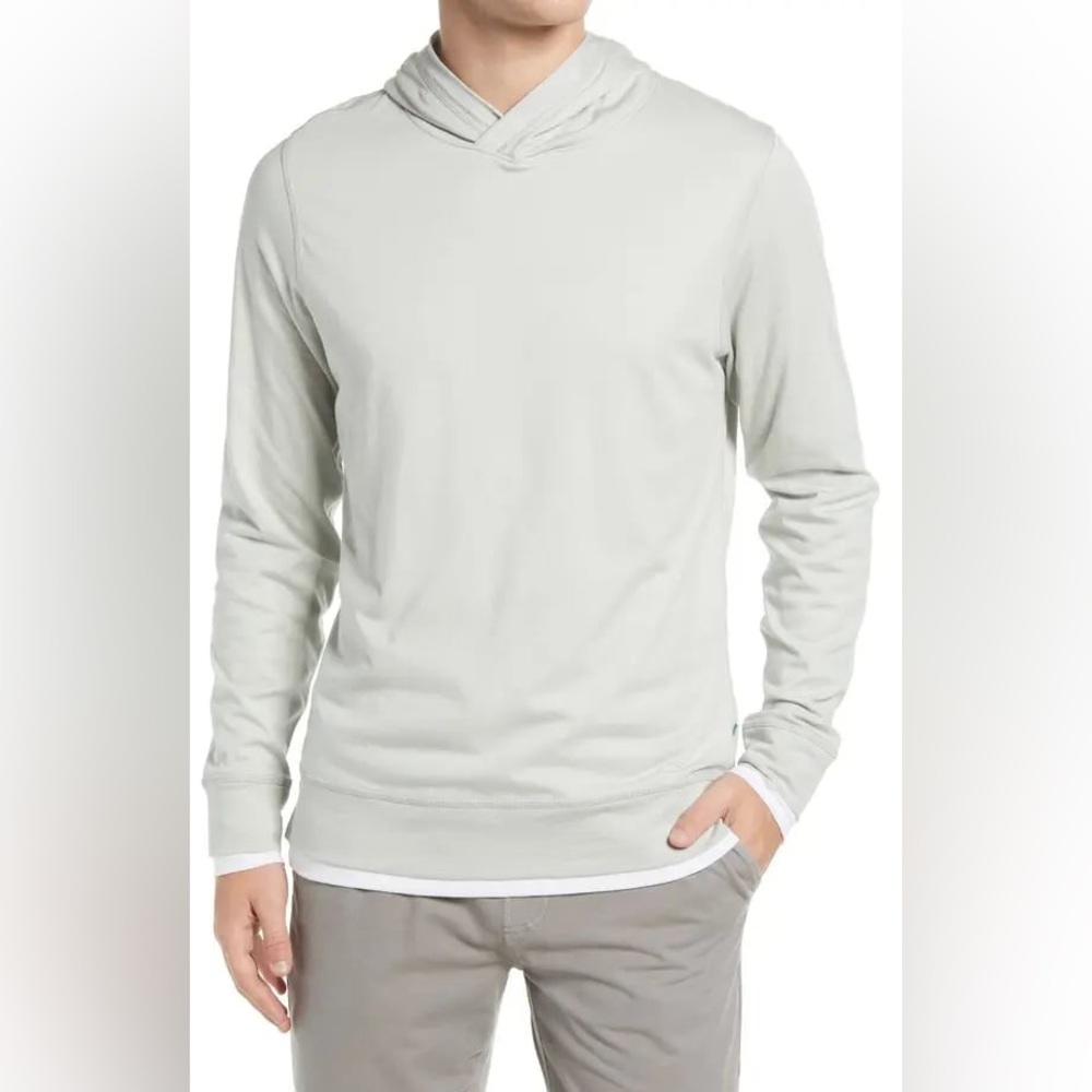 JASON SCOTT  Double Layer Pima Cotton Hoodie, Celestial Blue Grey- Men’s Large